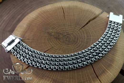 Bracelet "Quadruple side Bismarck" of sterling silver, фото
